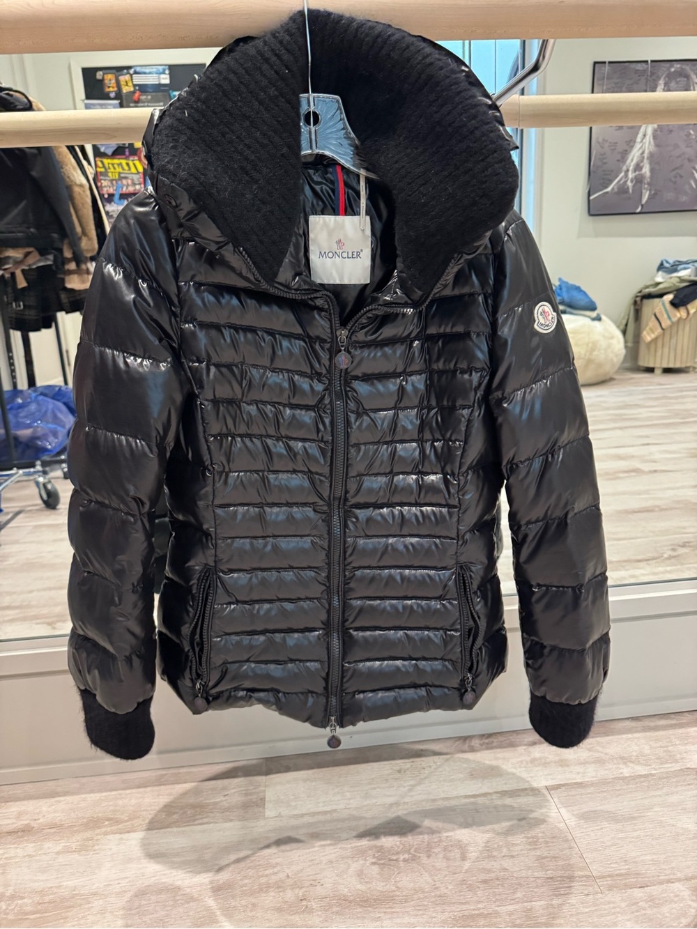Moncler Glossy Black Quilted High-Collar Down Puffer Jacket